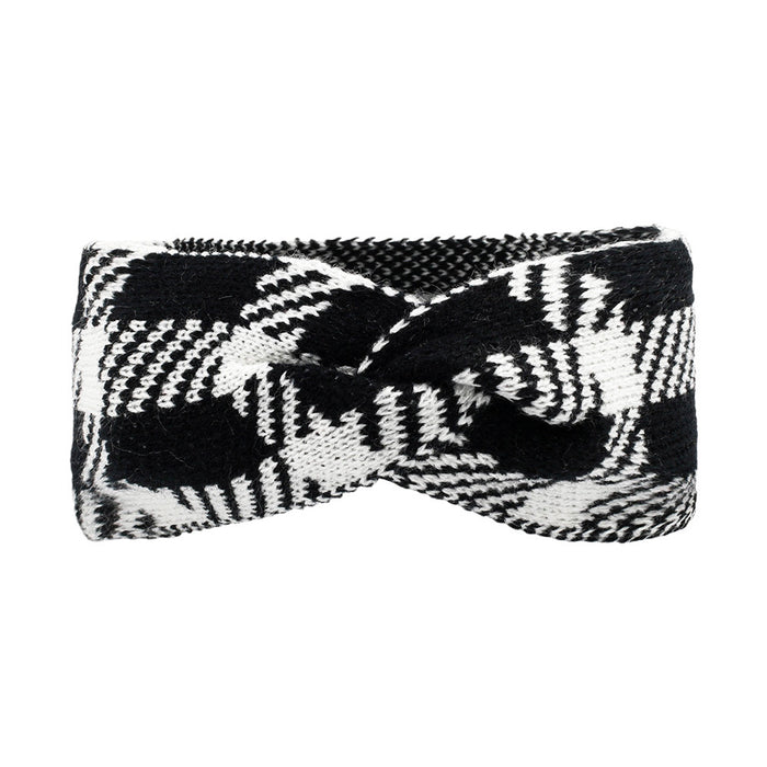 Wholesale Bow Check Acrylic Yarn Headband JDC-HD-XQ002