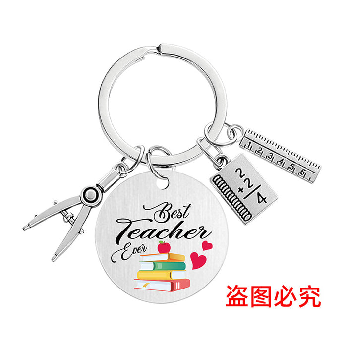 Wholesale Teacher's Day Metal Engraving Keychains JDC-KC-GangGu054