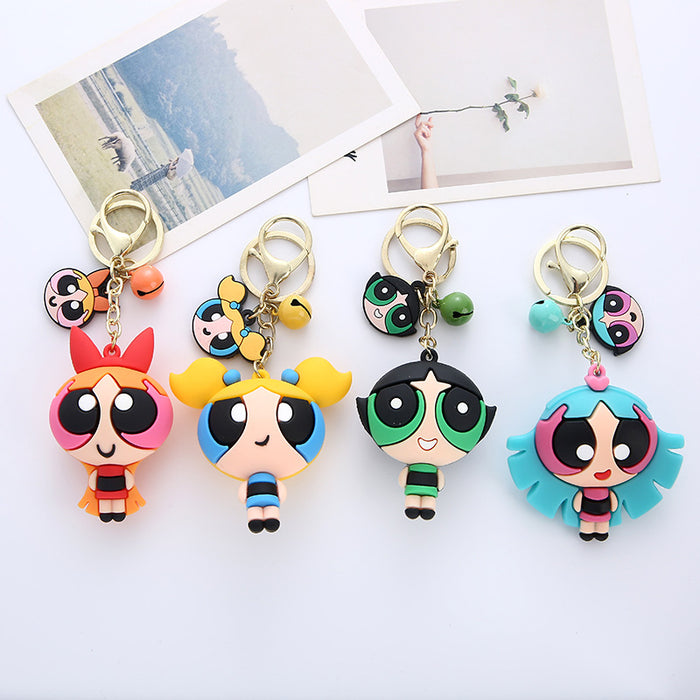 Wholesale A  PVC cartoon keychain couple student bag key chain pendant