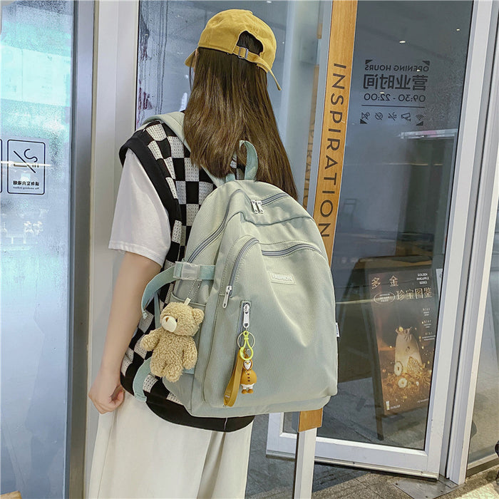 Wholesale Nylon Simple Fresh Solid Color Girls Backpack JDC-BP-YuanDuo020