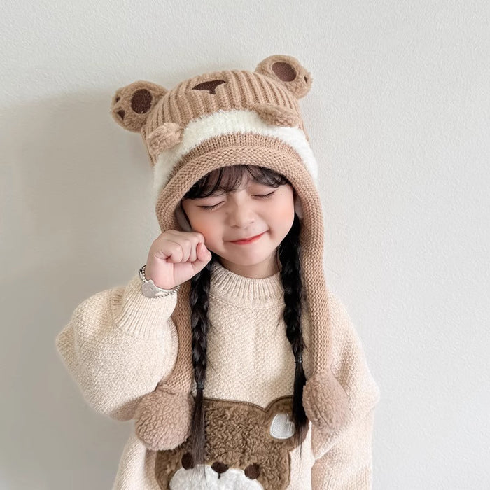 Wholesale Cute Girls Thickened Warm Children's Hat Autumn and Winter Cartoon Boy's Wool Hat Baby Ear Protection Hat