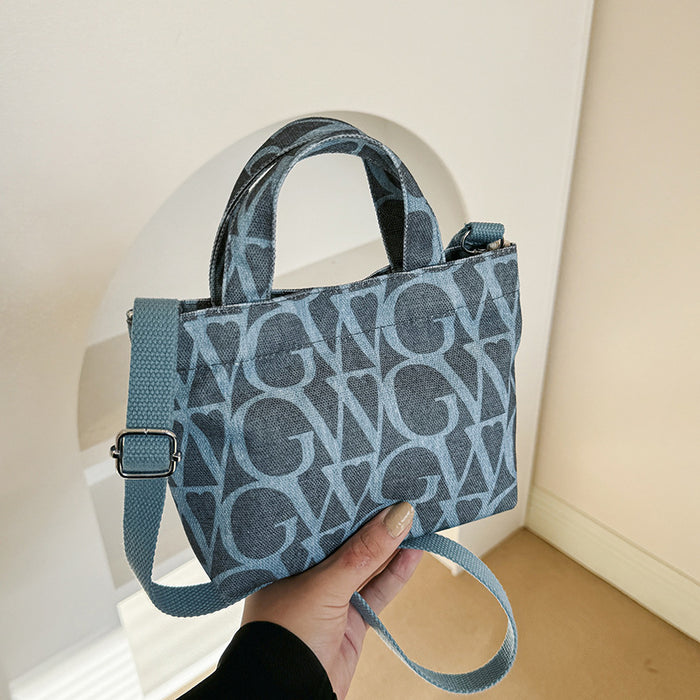 Wholesale Canvas letter printing portable small square bag trendy shoulder messenger bag