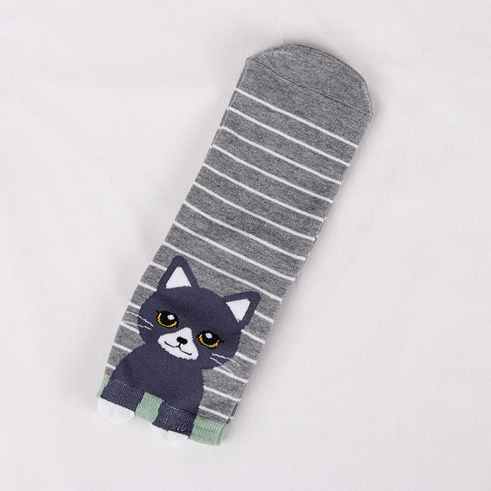 Wholesale women's socks spring and autumn striped new cotton socks cartoon socks children's