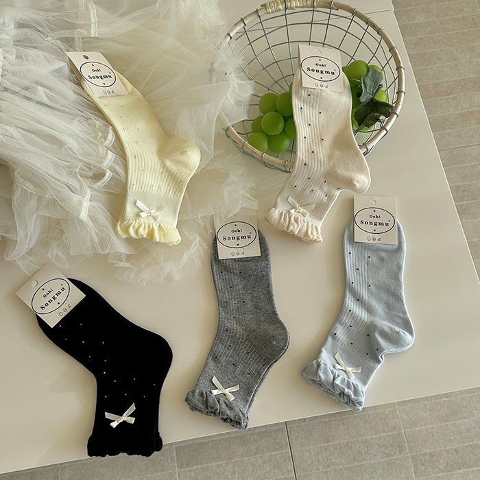 Wholesale Bow shaped boneless socks, new mid length socks