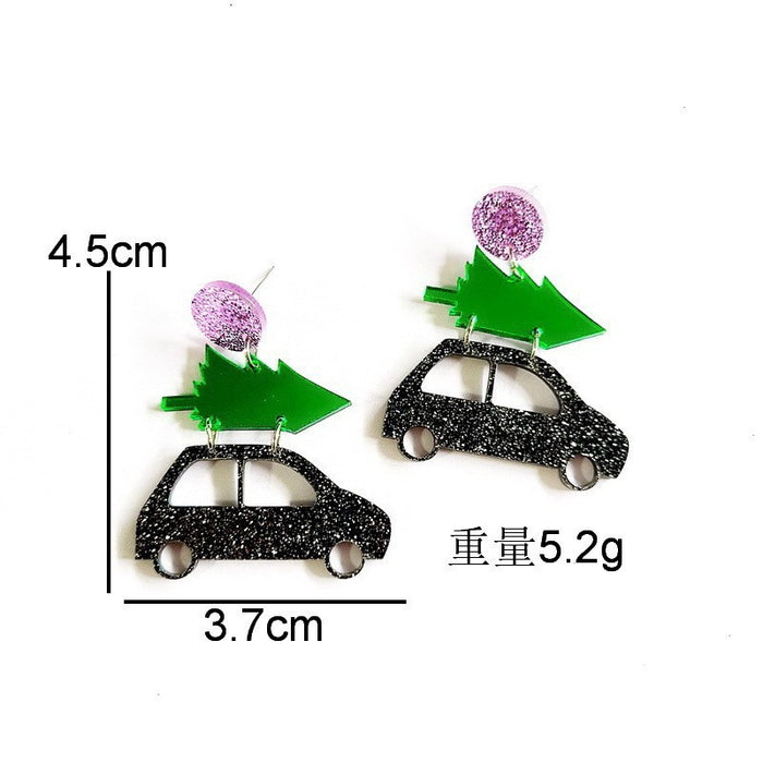 Wholesale Christmas Cartoon Acrylic Earrings Fashion Jewelry Accessory for Gift MOQ≥2