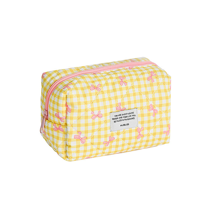 Wholesale plaid cosmetic bag large capacity high-end sense cute portable high-value storage bag