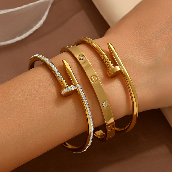Wholesale Chic Starry Nail Bangle Titanium Steel Full Crystal Bracelet Fashion Jewelry Accessory
