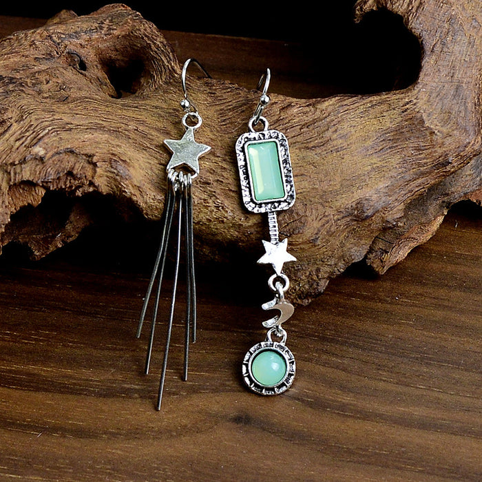 Wholesale 2pcs Retro Star and Moon Irregular Earrings