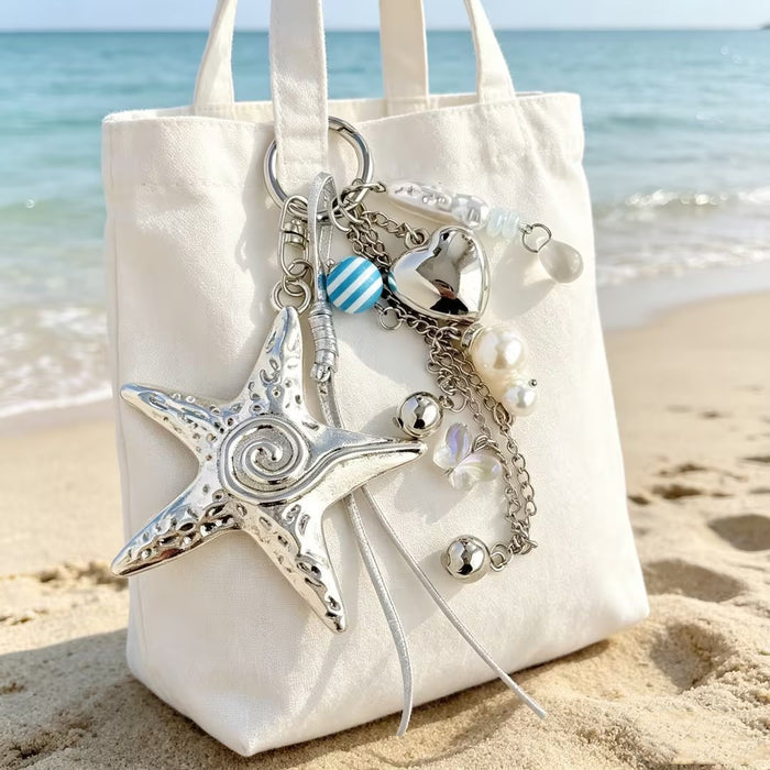 Wholesale Ocean Chic Handmade Beaded Shell Starfish Phone Strap Keychain Bag Charm Gift