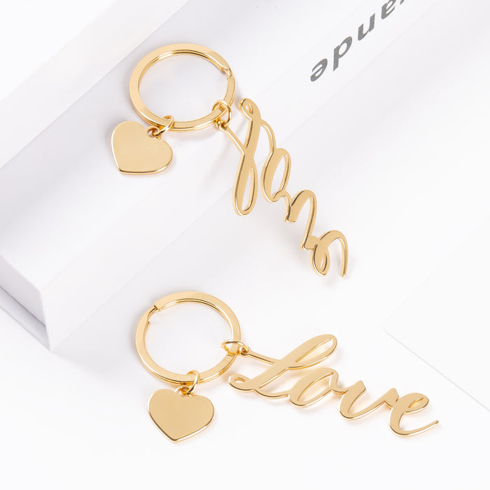 Wholesale Love Personalized Couple Keychain Love Gift Stainless Steel Keychain Couple Pendant