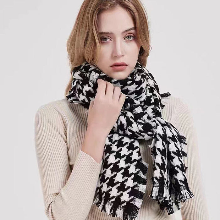 Wholesale Autumn and Winter Houndstooth Black and White Thick Scarf JDC-SF-Xuanx006