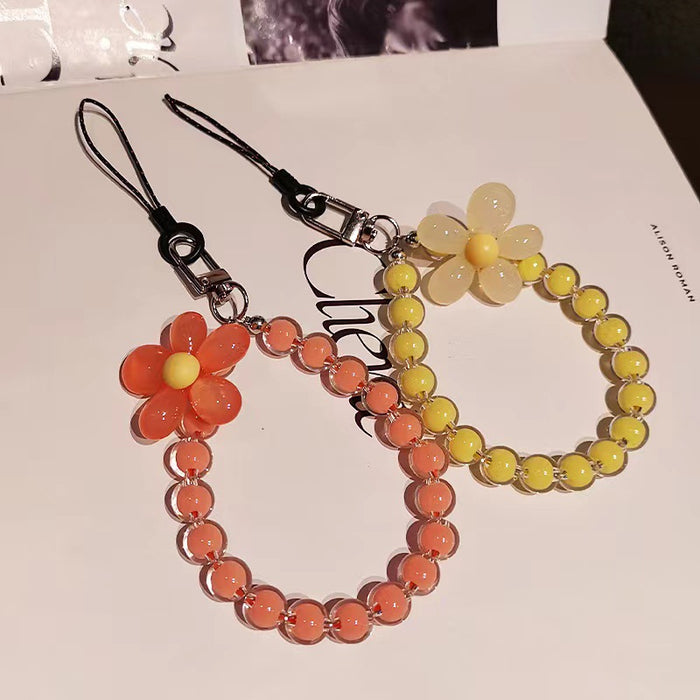 Wholesale beads mobile phone lanyard Japanese handmade beaded flower mobile phone chain