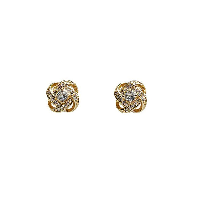 Wholesale Silver needle light luxury niche super sparkling full diamond flower earrings versatile temperament zircon earrings earrings