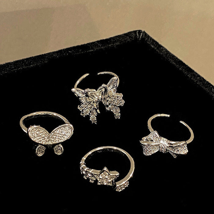 Wholesale Simple geometric cross opening ring, fashionable, niche, personalized, butterfly temperament, versatile, high-end feeling