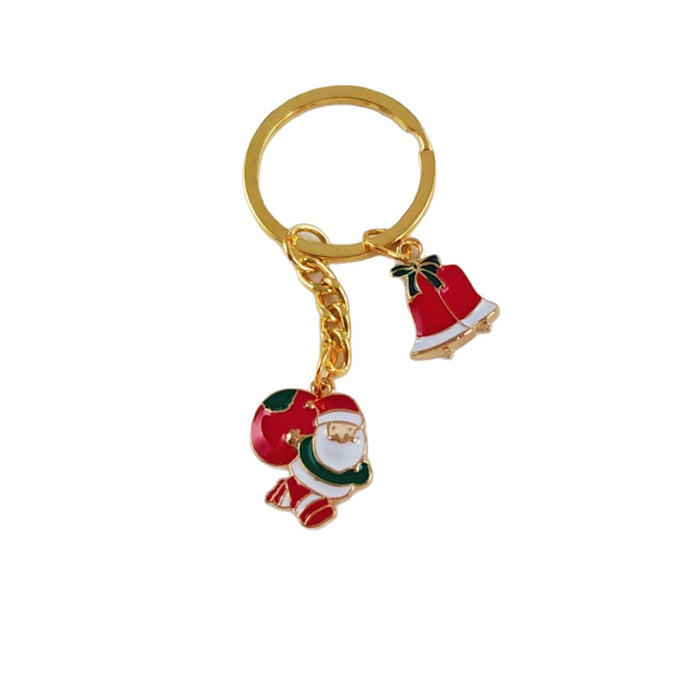 Wholesale Christmas keychain cartoon metal ornaments Christmas tree elk snowman cute creative bag pendant gift
