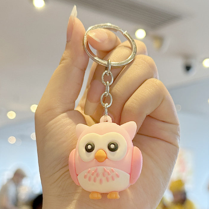 Wholesale  Cartoon  PVC Animal Owl Pendant Car Keychain Bag Pendant