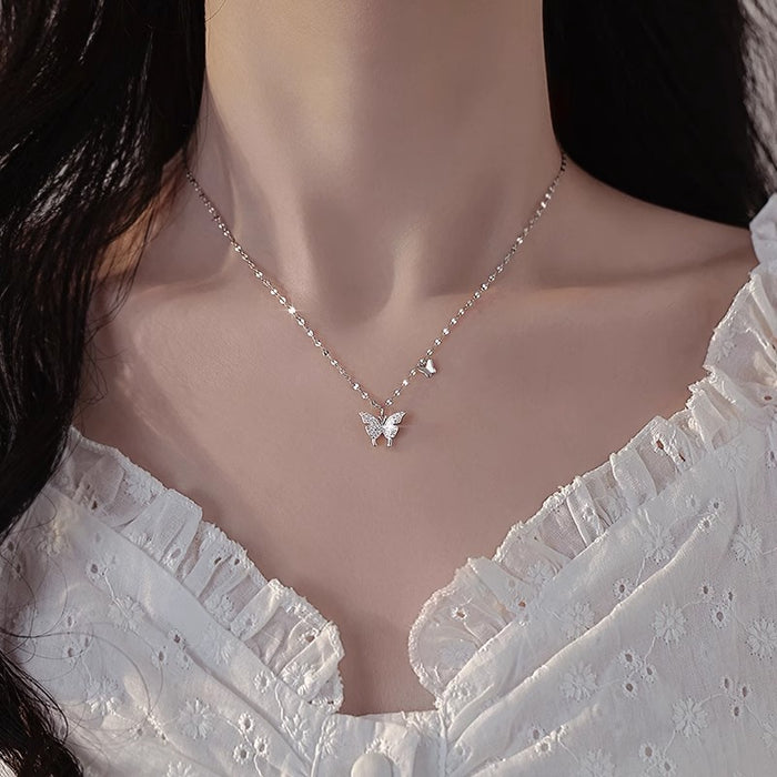Wholesale Titanium steel butterfly necklace pendant, light luxury necklace, niche collarbone chain, high-end feel