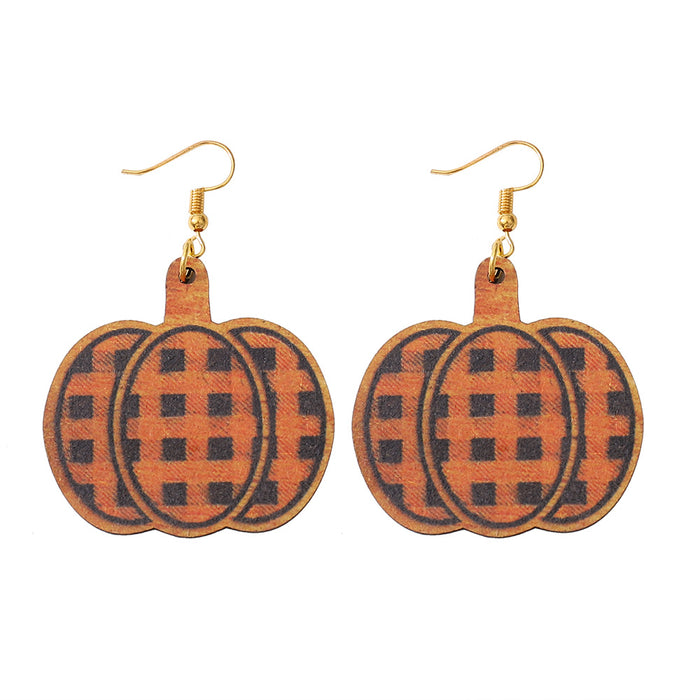 Wholesale Autumn Thanksgiving Checkered Checkerboard Earrings