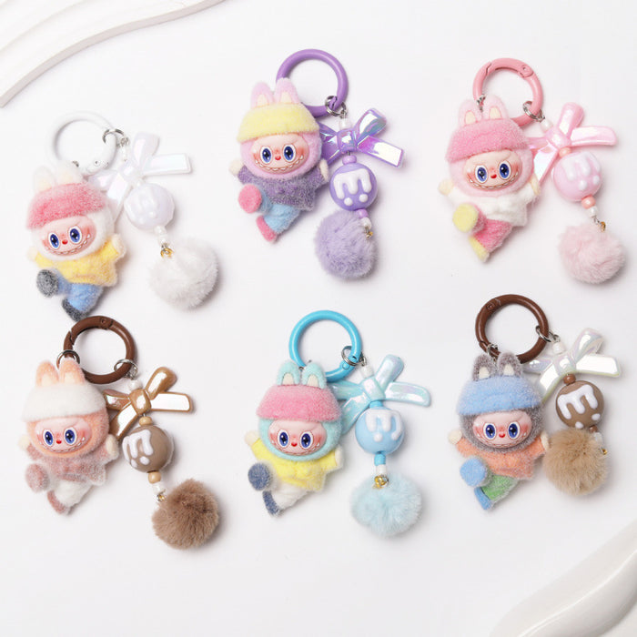 Wholesale Flocked Dancing Cartoon Character Keychain