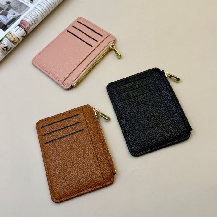 Wholesale PU Leather Zipper Card Holder Large Capacity Commuting Wallet MOQ≥2