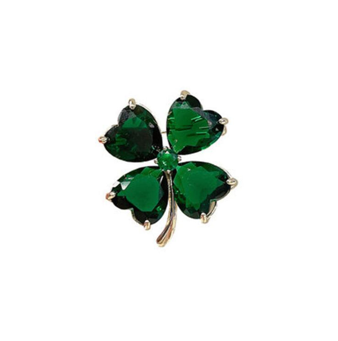 Wholesale Four leaf clover brooch, high-end crystal temperament brooch, exquisite niche accessory