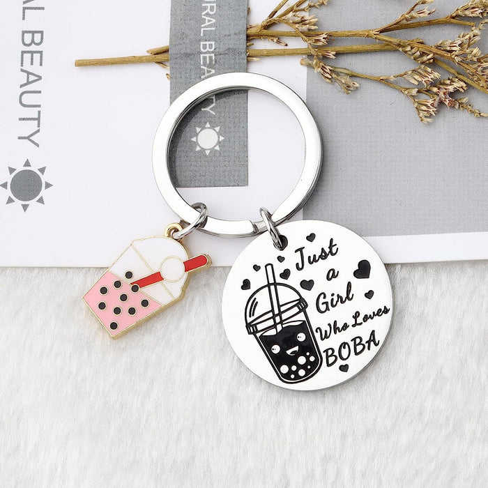 Wholesale Stainless Steel Bubble Tea Key Chain JDC-KC-XinJun004