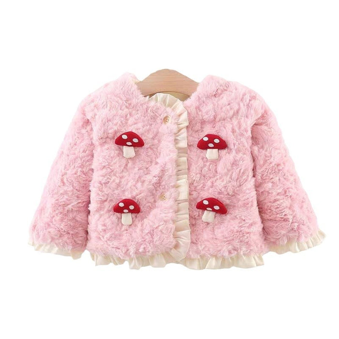 Wholesale Cute Mushroom Fur Sweater Children Coat JDC-CTS-MianY031