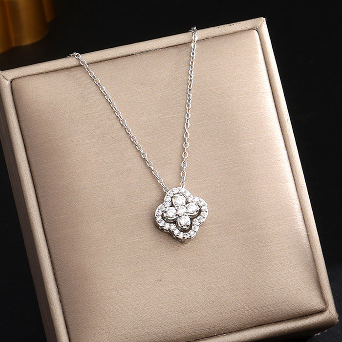 Wholesale Lucky four-leaf clover titanium steel necklace choker necklace