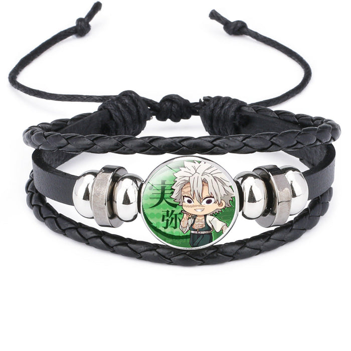 Wholesale Cartoon Time Gem Leather Handwoven Adjustable Bracelet
