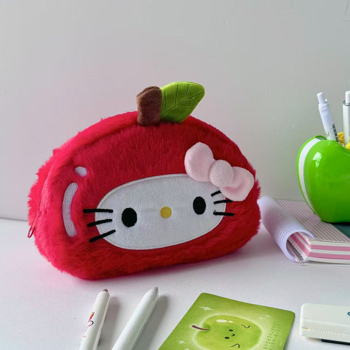 Wholesale Plush Apple Cat Pencil Bags