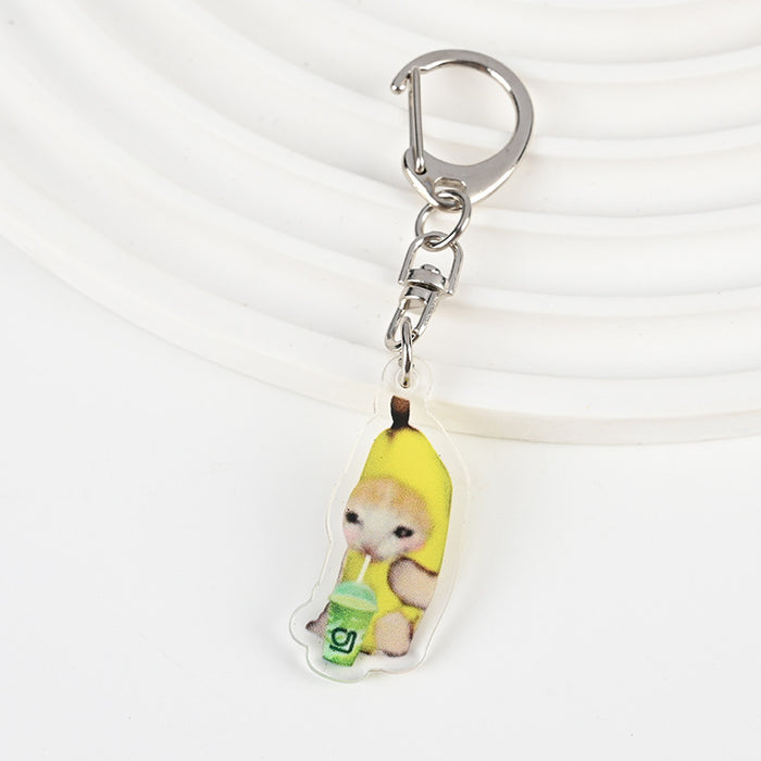 Wholesale Acrylic Cat Banana Cat Keychain JDC-KC-XBK001