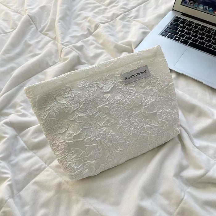 Wholesale Corduroy contrasting striped makeup bag for portable travel and business trips