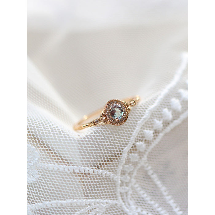 Wholesale Color changing gemstone retro ring, light luxury ring, versatile