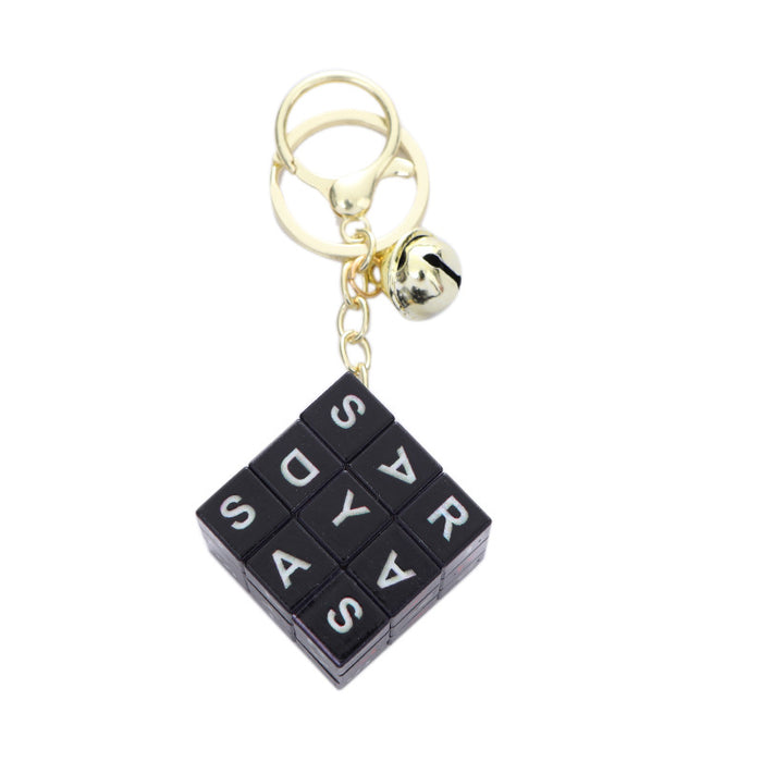 Wholesale Black Letter Keychain Pendant Trendy Puzzle Keychain Resale Car Key Accessory