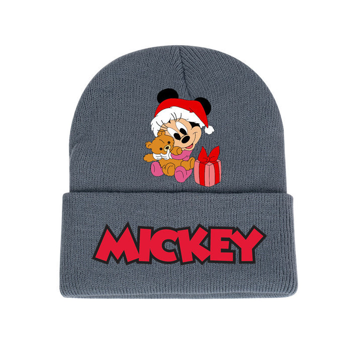 Wholesale Mickey Color Knitted Hat Foreign Trade New Fashion Black Printed Wool Hat Autumn and Winter Warm Ear Protection Hat JDC-FH-WDM013