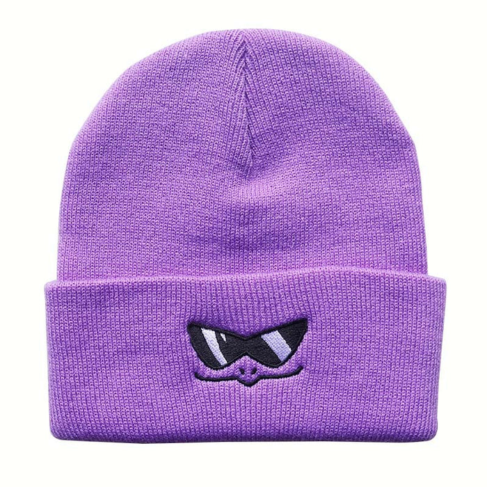 Wholesale Cartoon Cute Smiley Face Embroidery Acrylic Knitted Beanie JDC-FH-LvH015