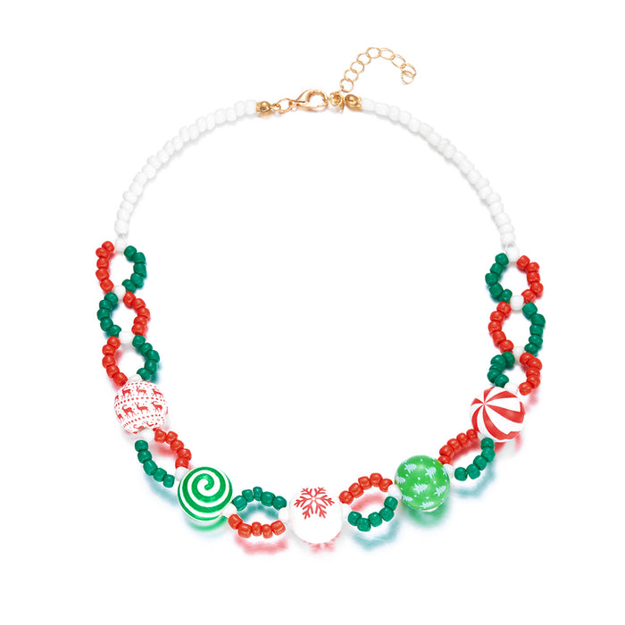 Wholesale Christmas Bracelet Necklace Set Christmas Style Candy Bracelet Necklace