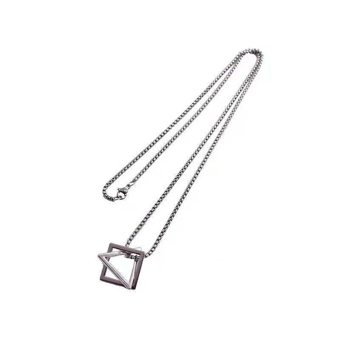 Wholesale Geometric Triangle Necklace Titanium Steel Sweater Chain Accessories