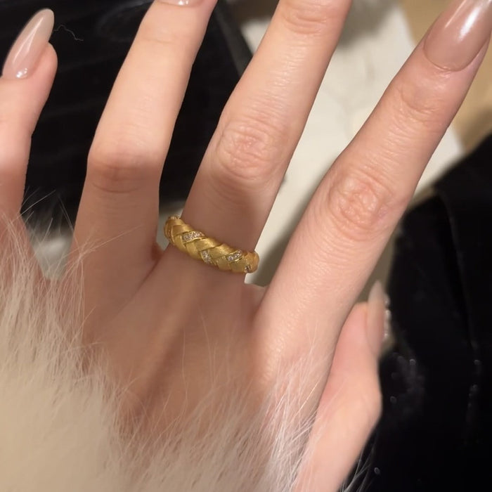 Wholesale  Golden Wire-drawing Ring Women's Index Finger Ring Opening