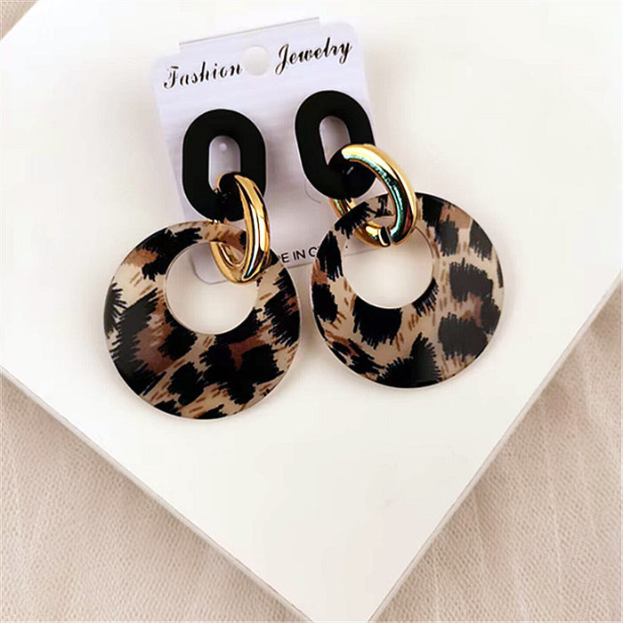 Wholesale Acrylic Geometric Leopard Circle Earrings JDC-ES-ChouD011