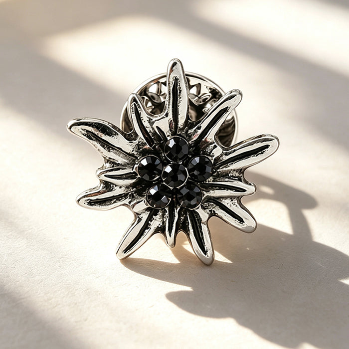 Wholesale Trendy Retro Edelweiss Brooch Rhinestone Flower Pin Alloy Bag Charm DIY Accessory