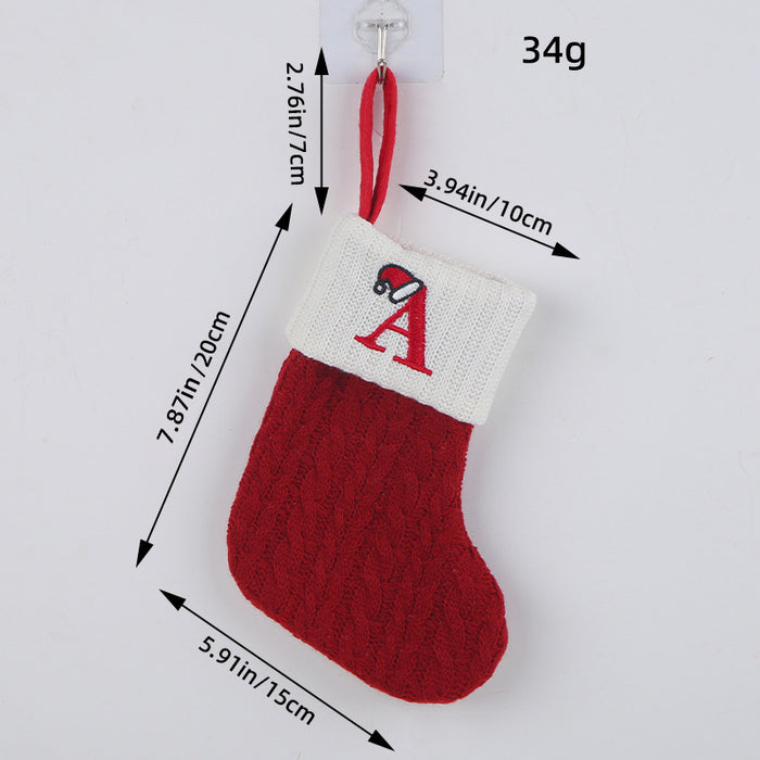 Wholesale Classic Red Letter Christmas Socks Wool Knitted Christmas Socks Festive Christmas Pendant Decoration
