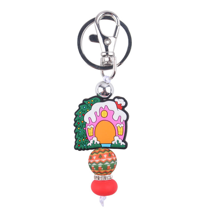 Wholesale Christmas Series Silicone Beaded Keychain JDC-KC-GuangTian028