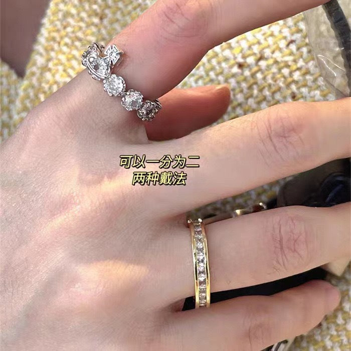 Wholesale Double-layer Flash Diamond Saturn Rings