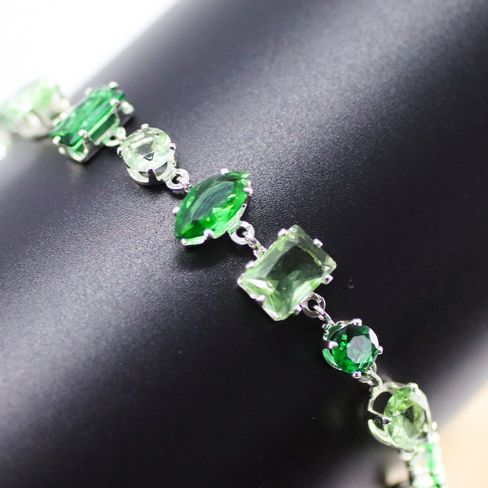 Wholesale Oval Zircon Bracelet for Women,  Emerald Streamer Crystal Candy Bracelet