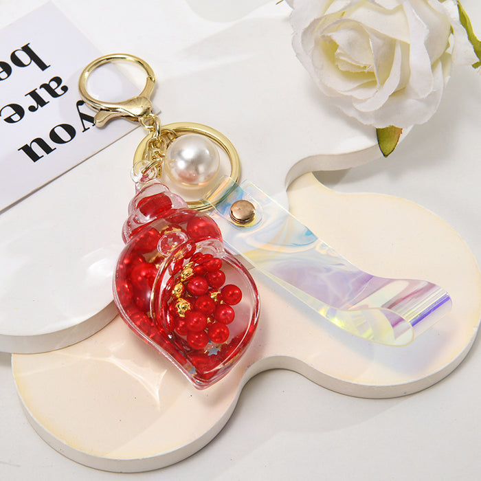 Wholesale Hourglass bottle seaside pearl small seashell keychain