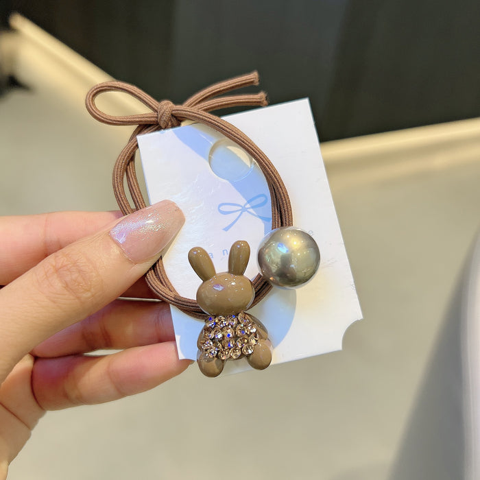 Wholesale Bunny Hair Rings Rubber Rhinestone Hair Rope Hair Accessories