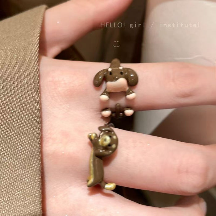 Wholesale Cartoon cute ring, niche, exquisite, personalized, versatile ring