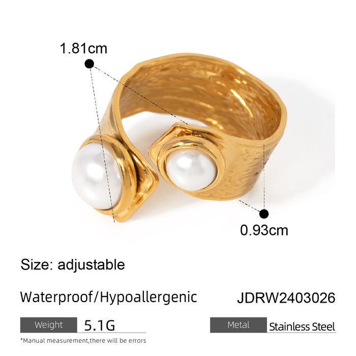 Wholesale Stainless Steel Asymmetrical Adjustable Pearl Ring