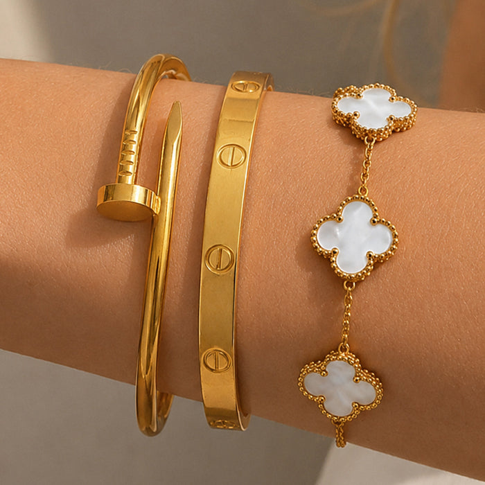 Wholesale Four Leaf Clover Bracelet Titanium Steel Simple Lucky Charm Jewelry Gift Fashion Accessory